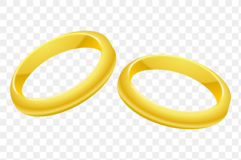 Gold wedding rings png sticker illustration, transparent background. 