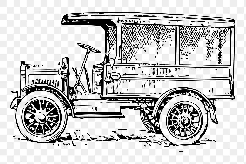 Medium truck png sticker vintage vehicle illustration, transparent background. Free public domain CC0 image.