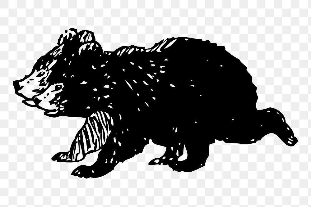 Bear cubs png sticker vintage animal illustration, transparent background. Free public domain CC0 image.