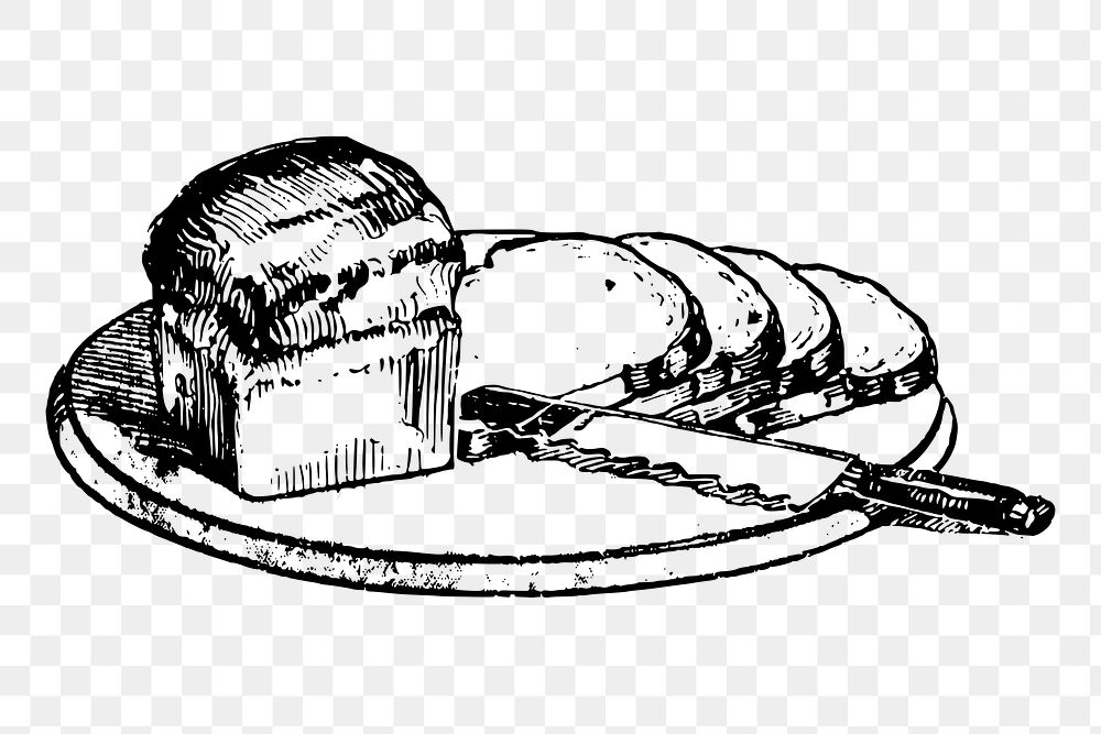 Bread loaf png sticker vintage bakery illustration, transparent background. Free public domain CC0 image.