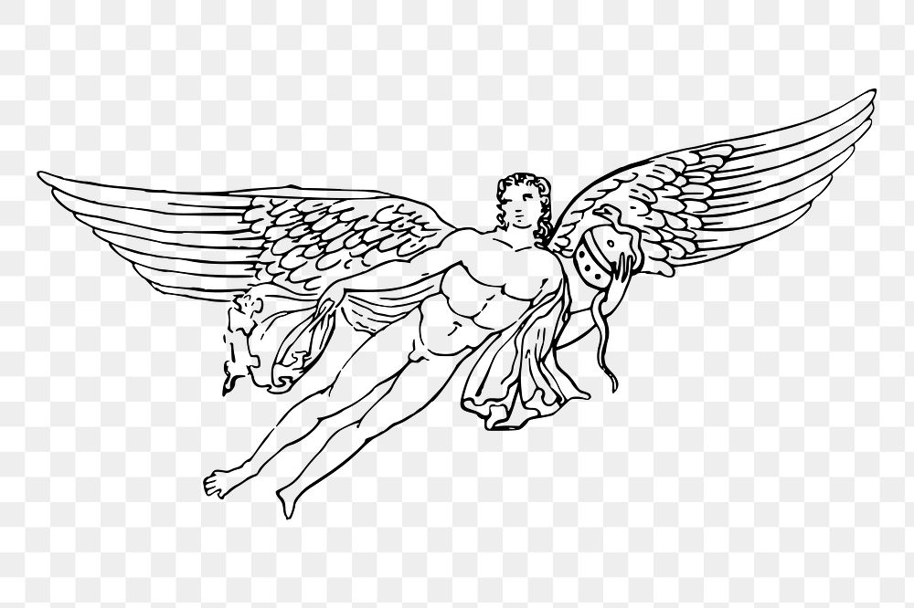 Eros png Greek God sticker, vintage mythology illustration on transparent background. Free public domain CC0 image.