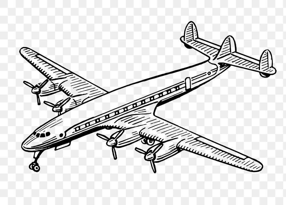 Airplane png sticker, vehicle vintage illustration on transparent background. Free public domain CC0 image.