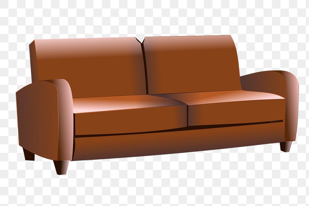 Brown sofa png sticker, transparent background. Free public domain CC0 image.