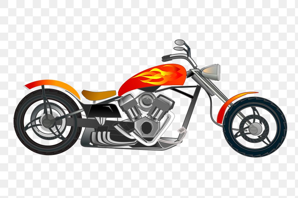 Chopper motorcycle png sticker, transparent background. Free public domain CC0 image.