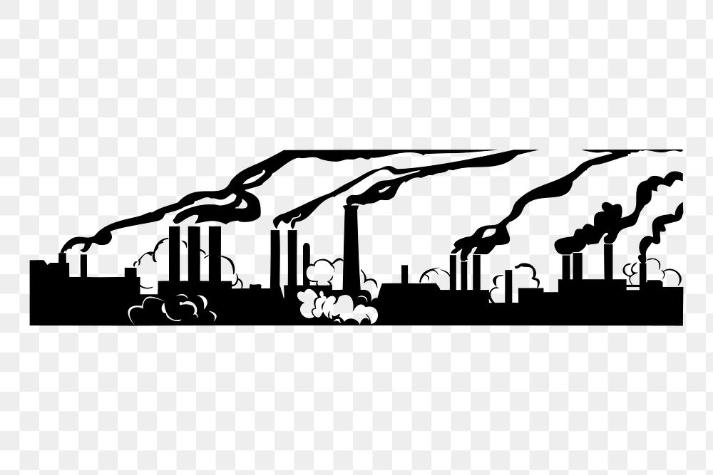 Factory pollution png sticker, transparent background. Free public domain CC0 image.