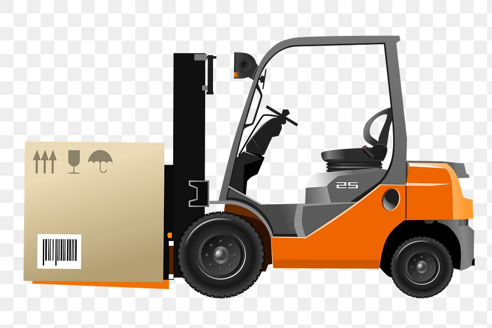 Loaded forklift png sticker, transparent background. Free public domain CC0 image.