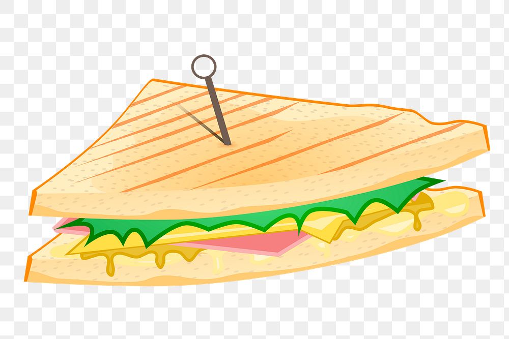 Grilled sandwich png sticker clipart, transparent background. Free public domain CC0 image.