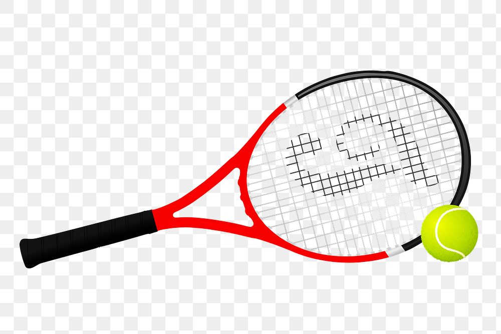 Tennis racket & ball png sticker clipart, transparent background. Free public domain CC0 image.