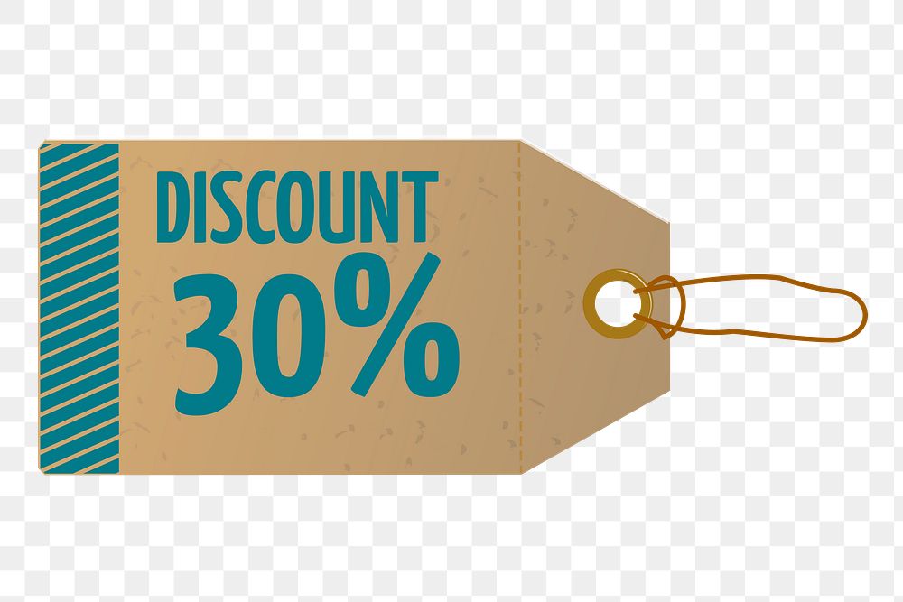 30% discount tag png sticker, transparent background. Free public domain CC0 image.