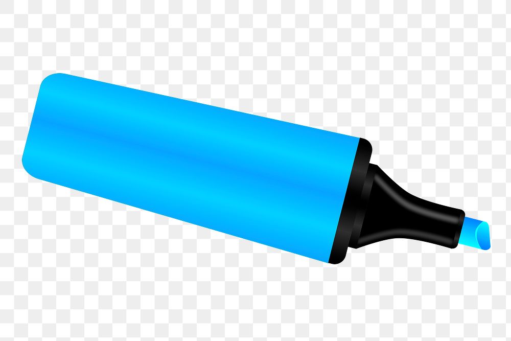 Blue highlighter pen png sticker, transparent background. Free public domain CC0 image.