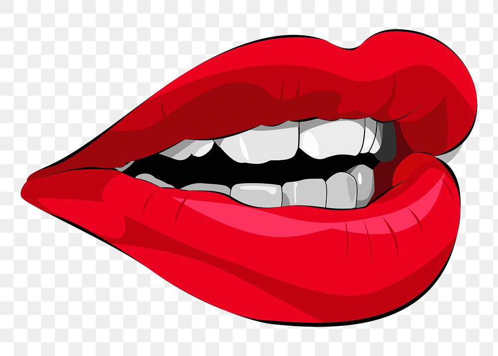 Red lips png color drawing, transparent background. Free public domain CC0 image.
