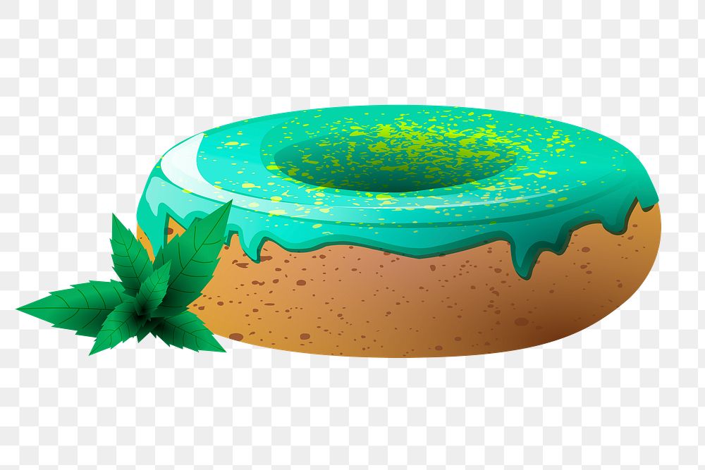 Green donut png sticker food illustration, transparent background. Free public domain CC0 image.