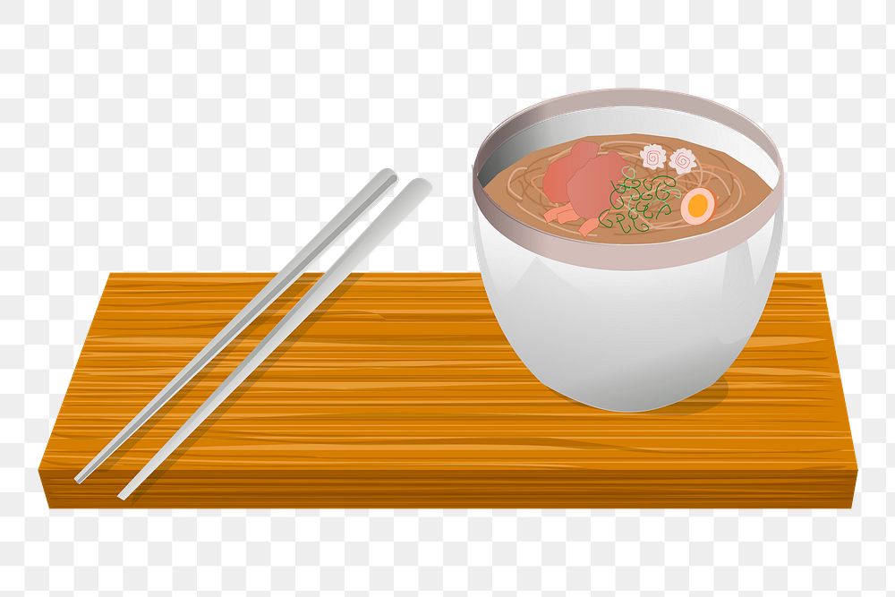 Japanese ramen png sticker food illustration, transparent background. Free public domain CC0 image.