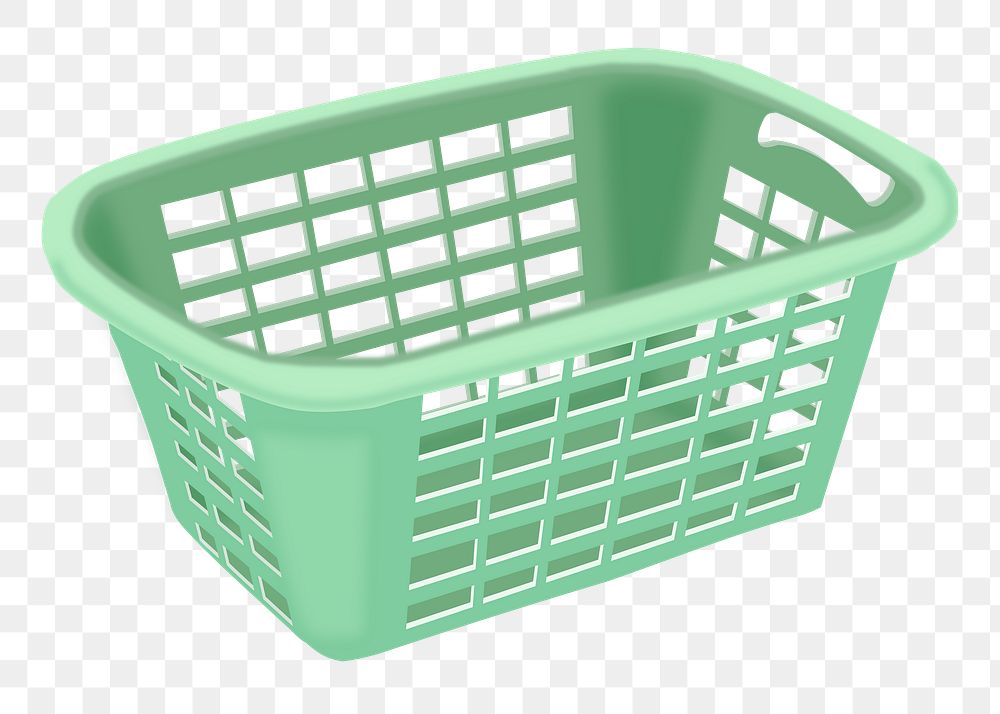 Green basket png sticker object illustration, transparent background. Free public domain CC0 image.