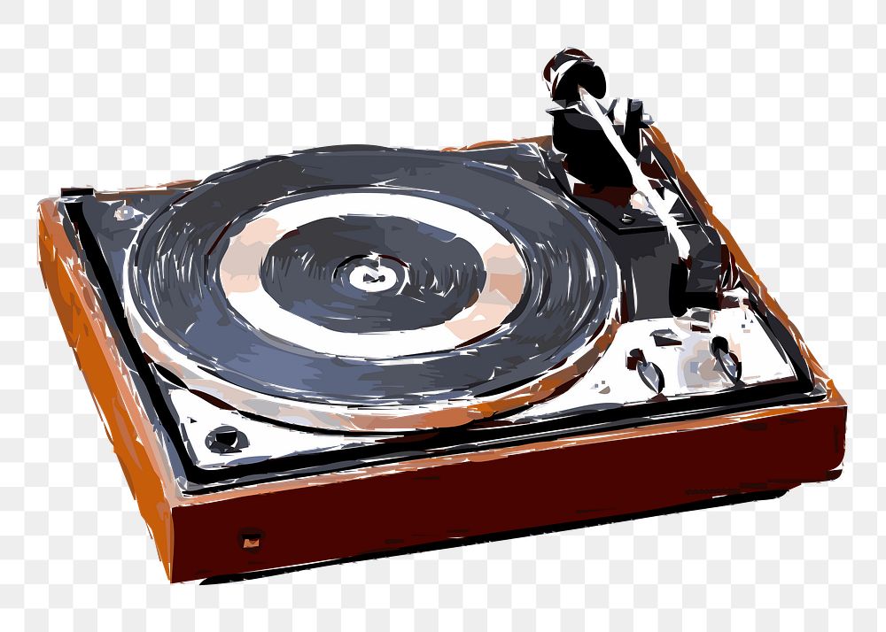 Record player png sticker entertainment illustration, transparent background.