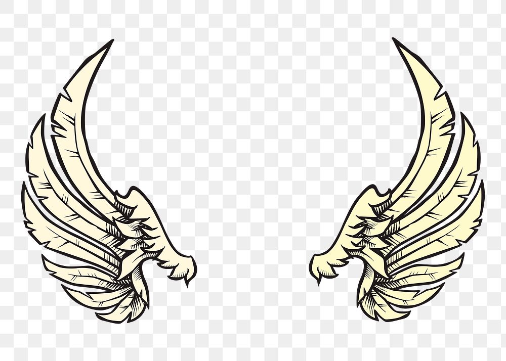 Angel wings png sticker illustration, transparent background. Free public domain CC0 image.