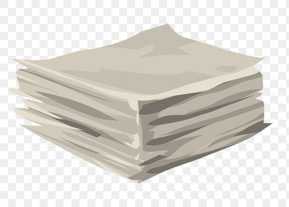 PNG stack of papers sticker stationery illustration, transparent background. Free public domain CC0 image.