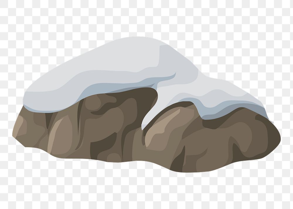 Snowy rock png sticker winter nature illustration, transparent background. Free public domain CC0 image.