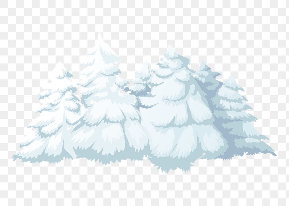 Snowy pines png sticker winter nature illustration, transparent background. Free public domain CC0 image.