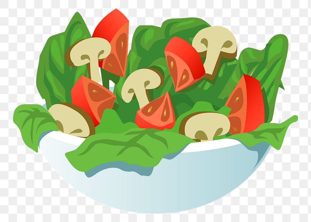 Salad bowl png sticker food illustration, transparent background. Free public domain CC0 image.