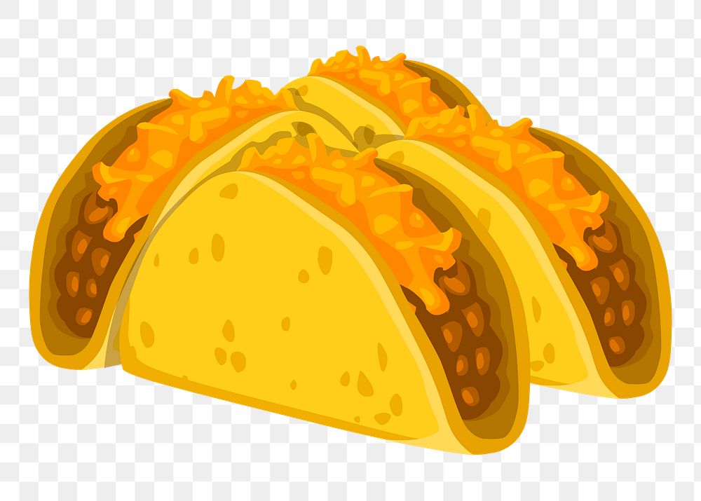 Tacos png sticker, Mexican food illustration, transparent background. Free public domain CC0 image.