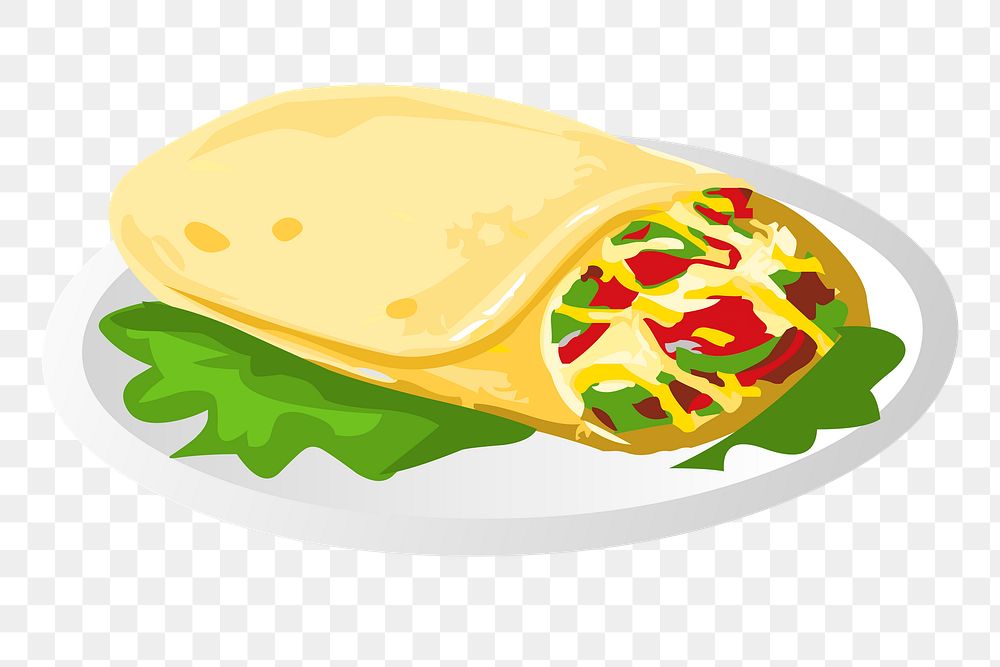 Burrito png sticker Mexican food illustration, transparent background. Free public domain CC0 image.