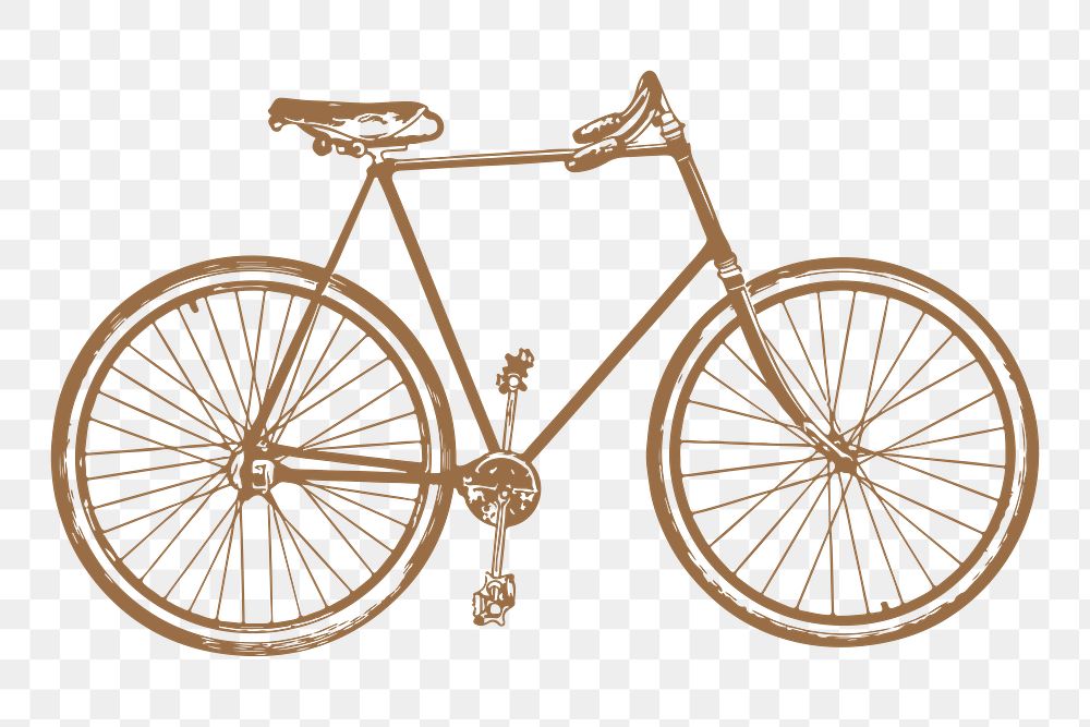 Brown bicycle png sticker, vehicle illustration, transparent background