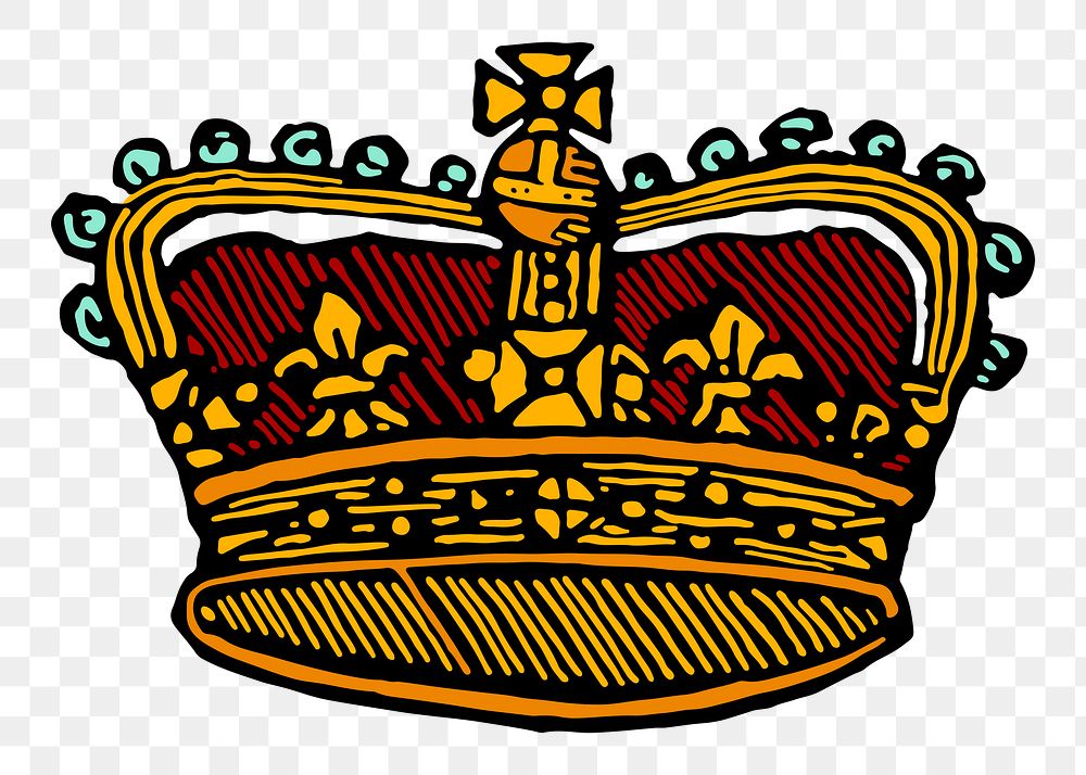 Royal crown png sticker, vintage illustration, transparent background