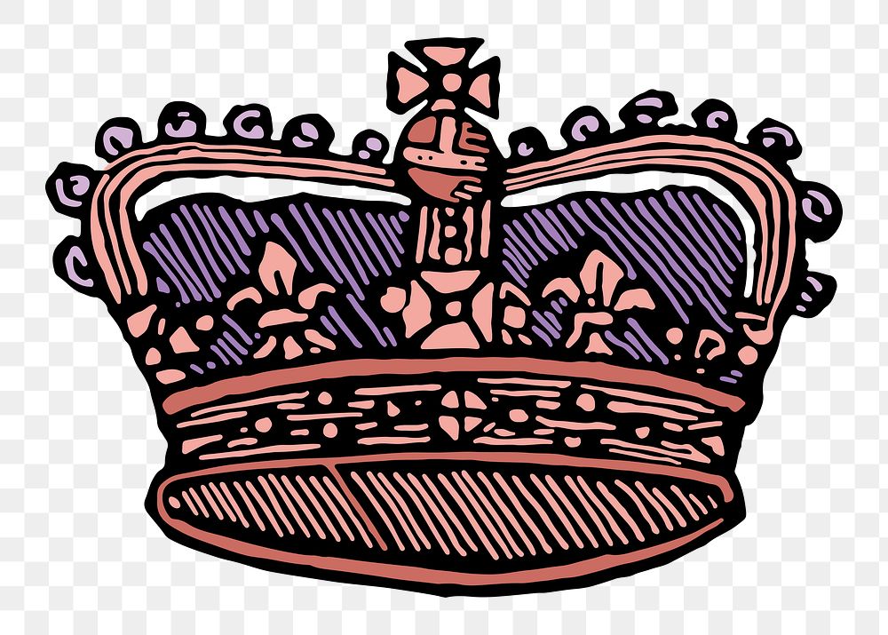 Royal crown png sticker, aesthetic, vintage illustration, transparent background