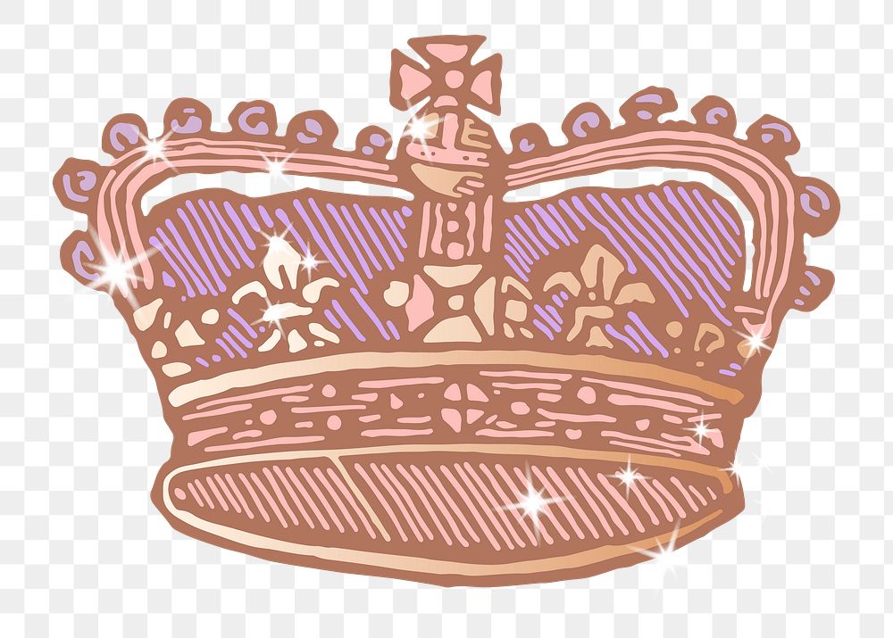 Purple crown png sticker, sparkly aesthetic illustration, transparent background