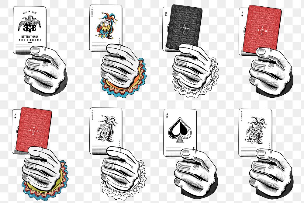 Poker playing cards png illustration set