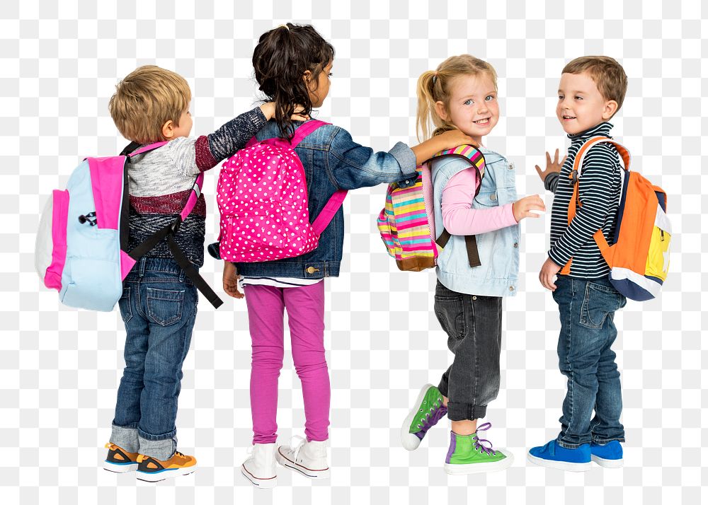 Kids png sticker, going to school, transparent background
