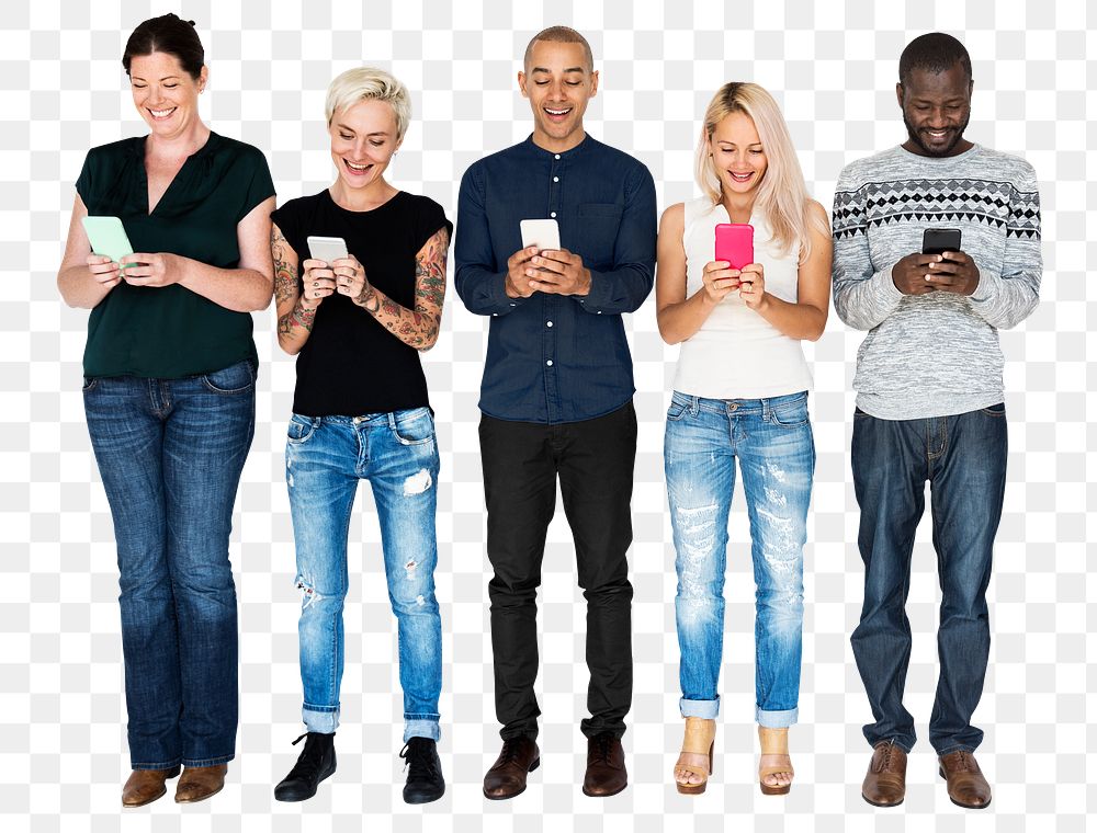 Social media manias png clipart, people texting