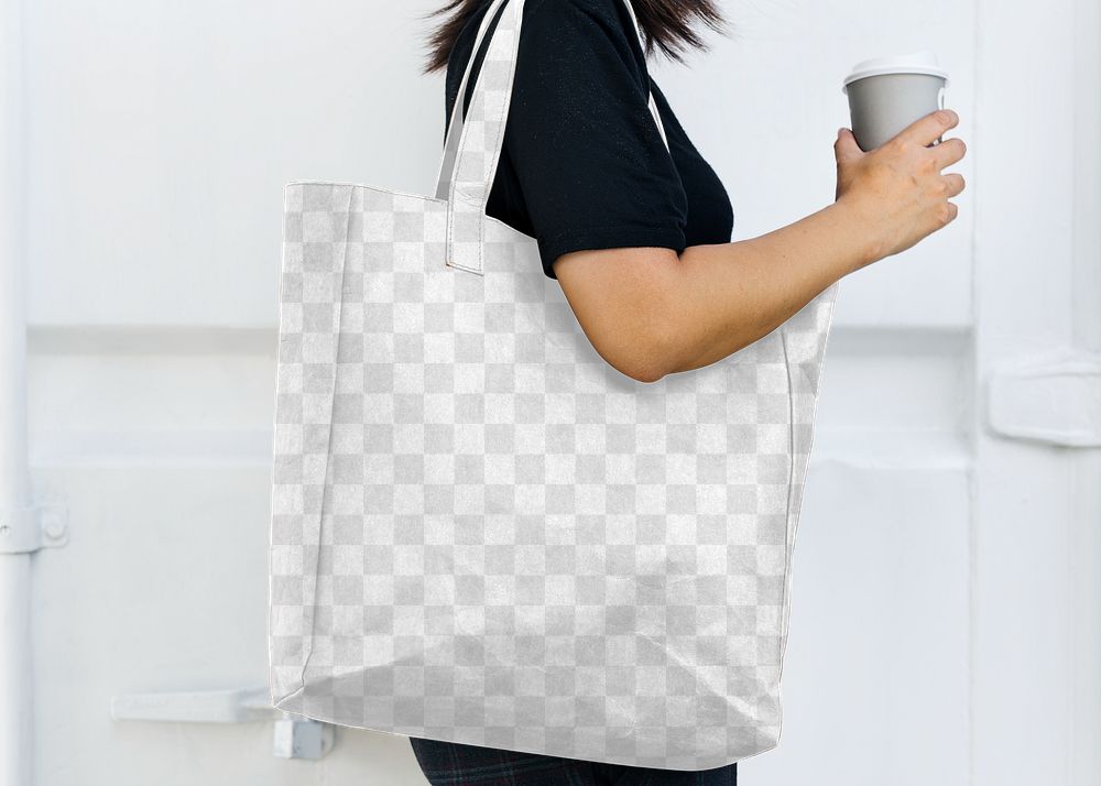 Tote bag PNG mockup reusable eco-friendly shopping bag