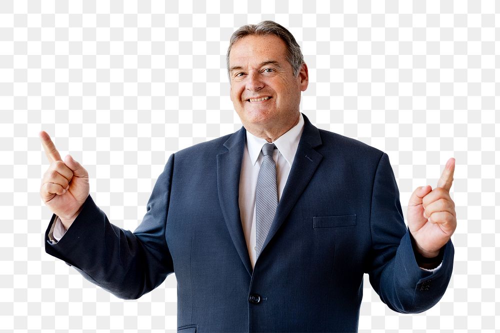 Cheerful aged businessman transparent png