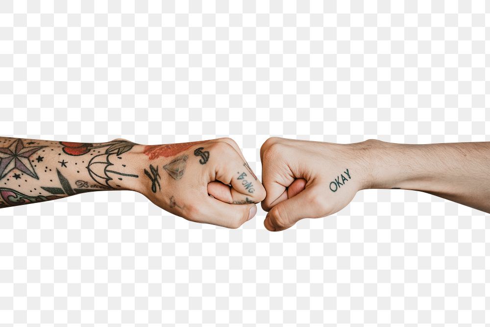 Friends giving each other a fist bump transparent png