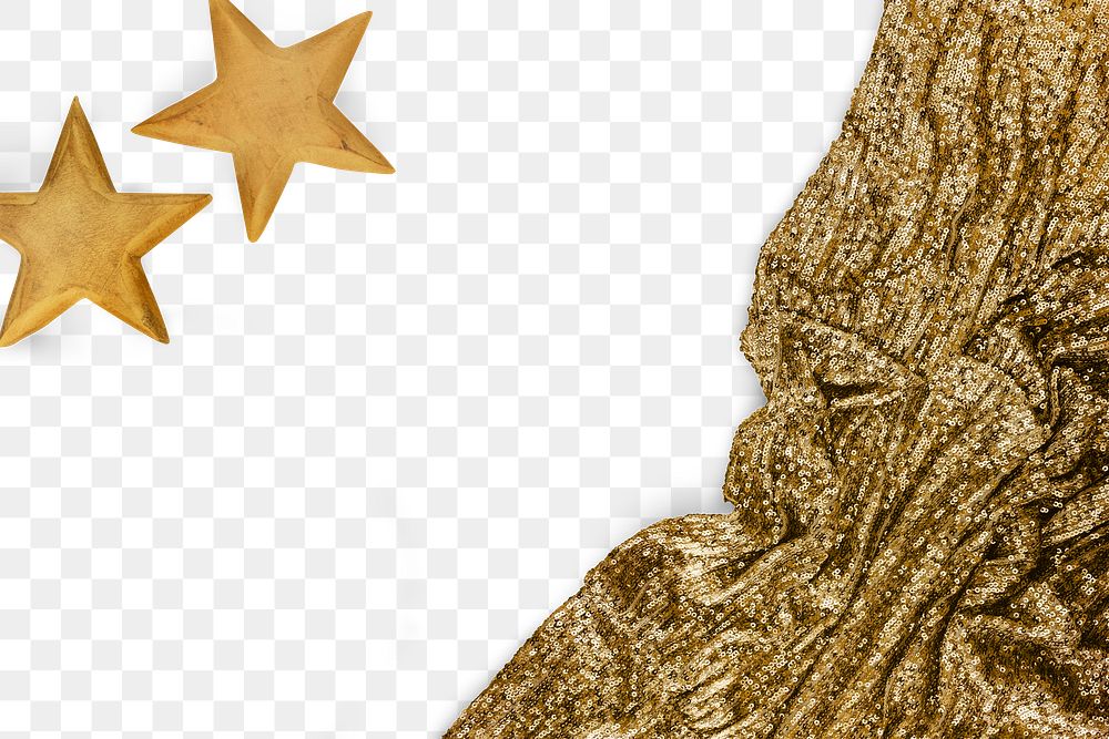 Gold stars and gold sequin transparent png