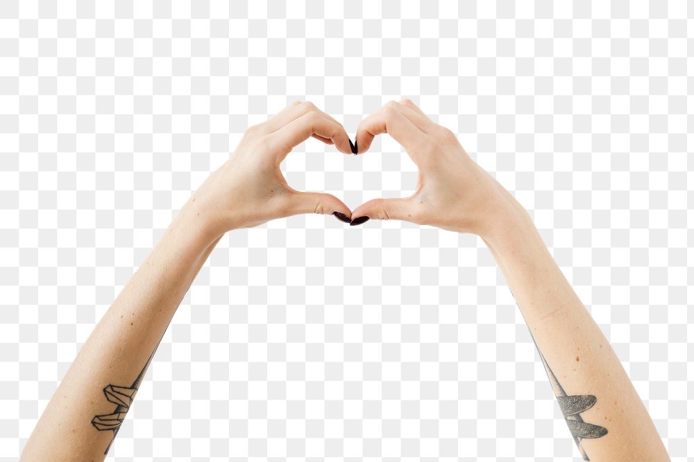 Woman forming a heart with her hands transparent png