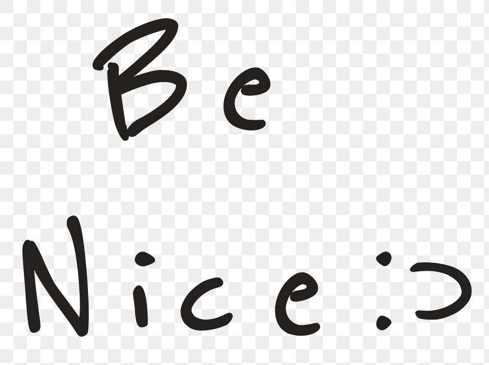 Png be nice text with smiling face on transparent background