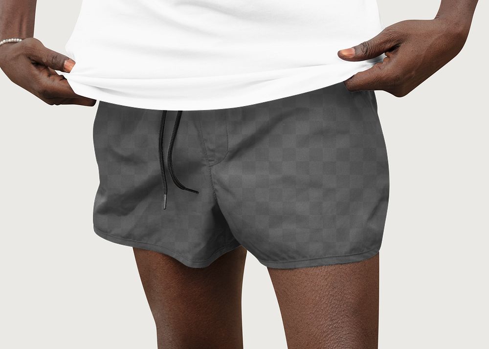 Png men&rsquo;s shorts mockup summer apparel photoshoot