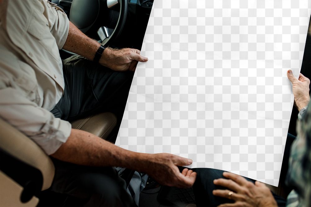 Png map mockup in camper van to search for direction