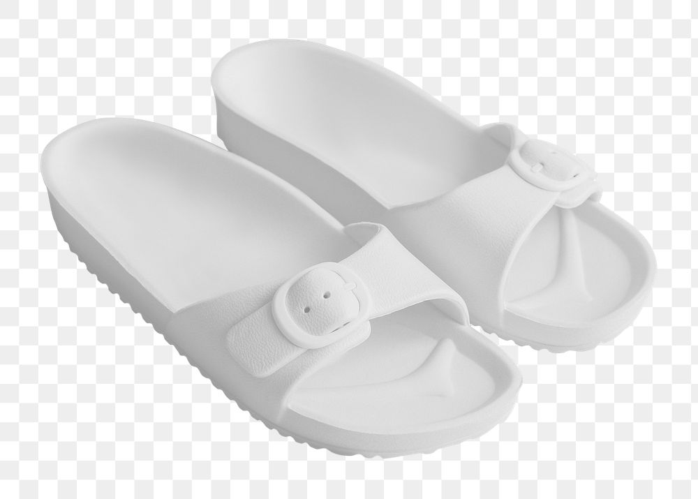 White buckle slide sandal png slippers