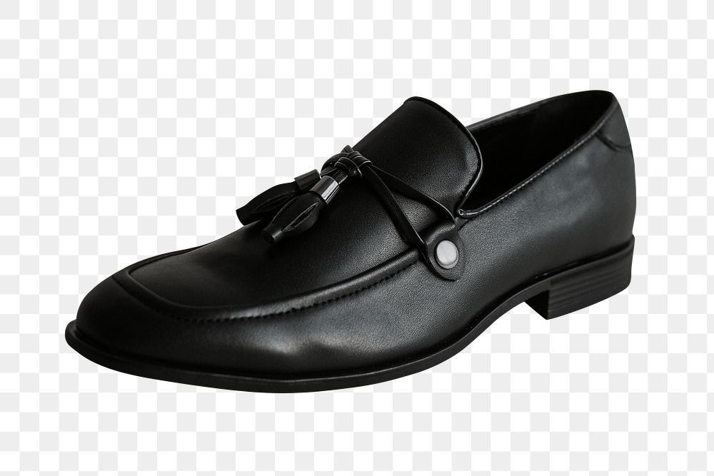 Men's black tassel shoes mockup png