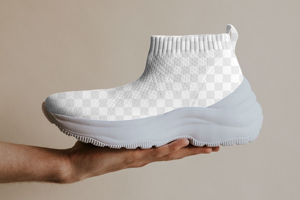 Png knitted high top slip-on mockup