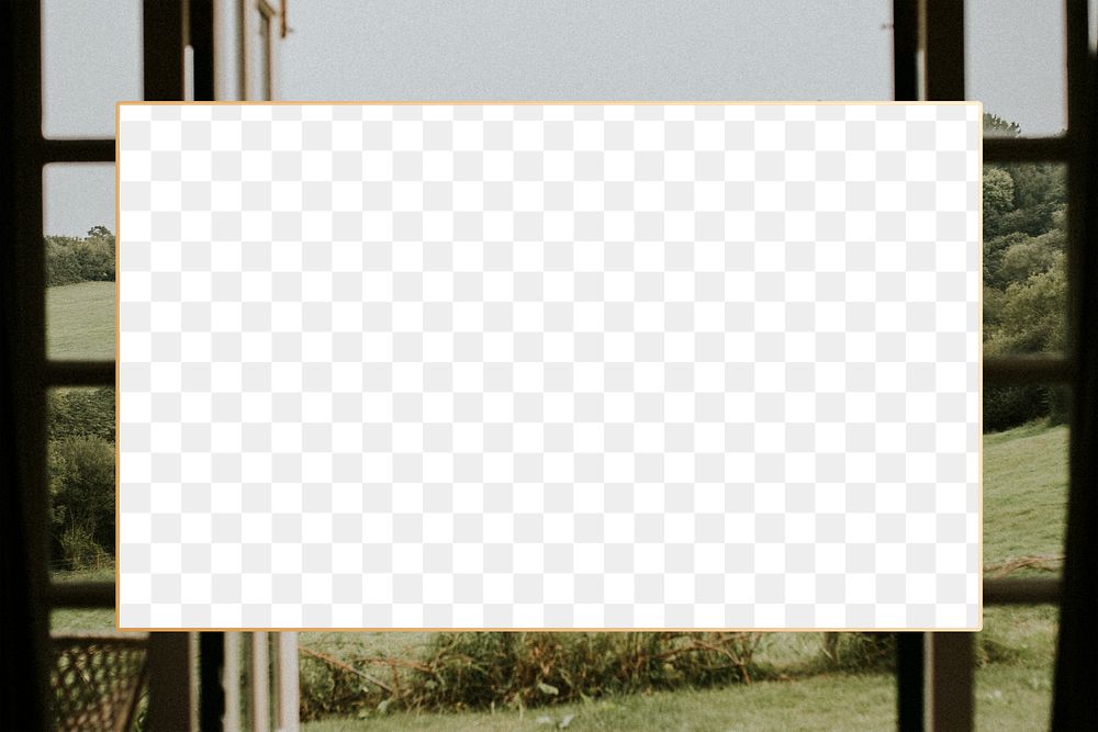 Png blank frame on countryside background