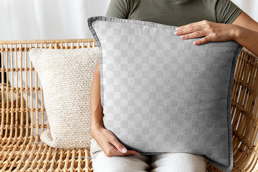 Pillow cushion cover mockup png transparent interior design