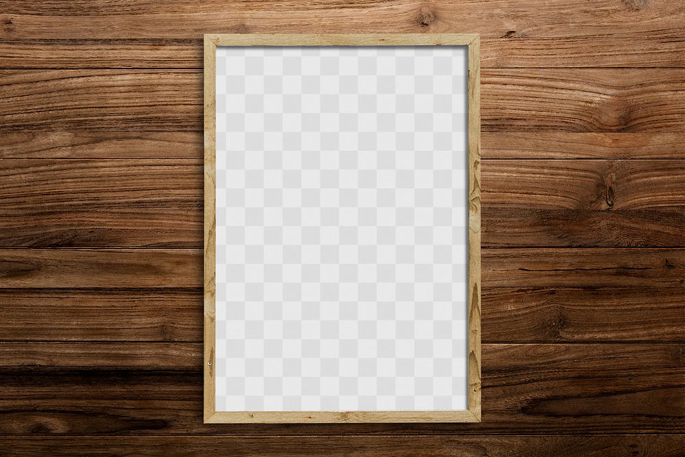 Wooden frame png on the wooden wall
