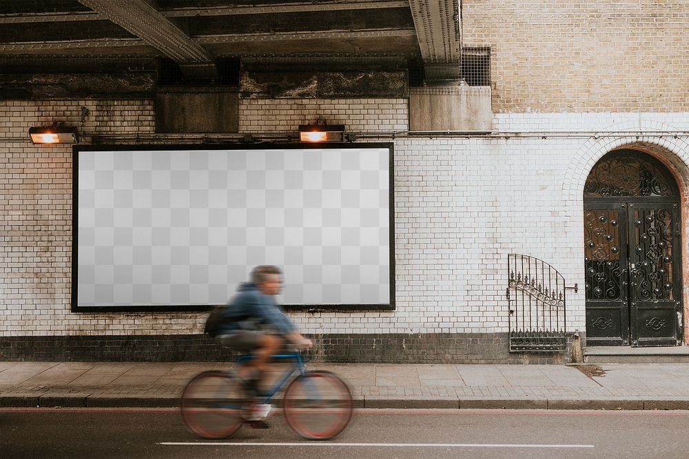 Billboard mockup png, advertisement on the street of London