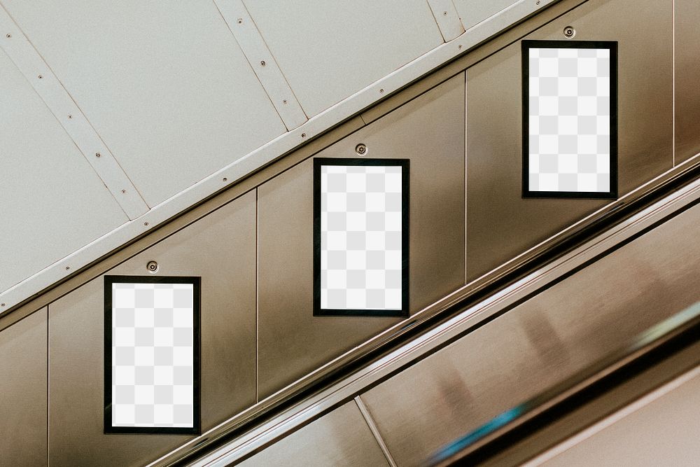 Billboard png mockups by underground escalator