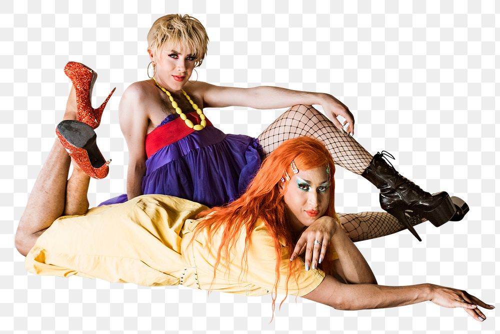 Beautiful drag queens png posing on a floor